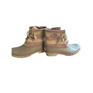 Sperry Saltwater Duck Boots Girls Size 3M Grey Pink Striped Wool G19-61803